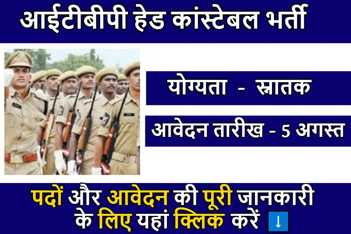 ITBP Head Constable Recruitment: आईटीबीपी में भर्ती होकर देश सेवा करने का शानदार मौका, जल्दी करें आवेदन